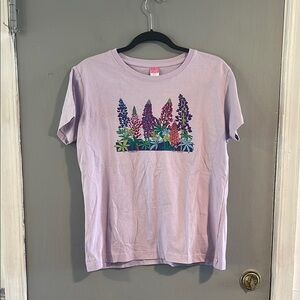 Liberty Purple Short Sleeve Tee Casual Top Size L